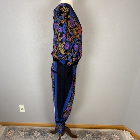 Anthropologie Ett:Twa Floral Scarf Print Jumpsuit Size 12 Petite Pockets V-Neck - Picture 6 of 8